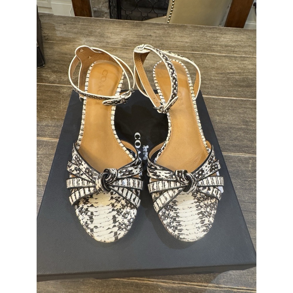 Coach Meg heel ankle-strap sandal featuring a kitten heel Genuine Snakeskin - Picture 4 of 11